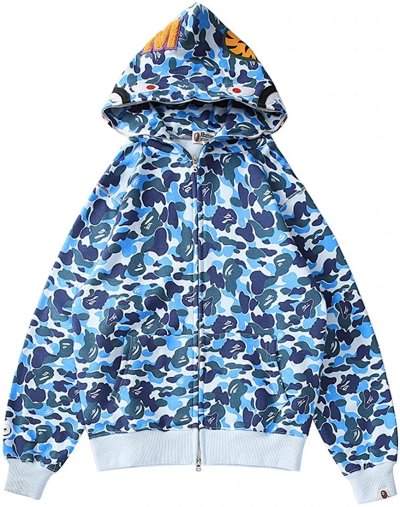 Seller listing image for Blue camo shark zip hoodie